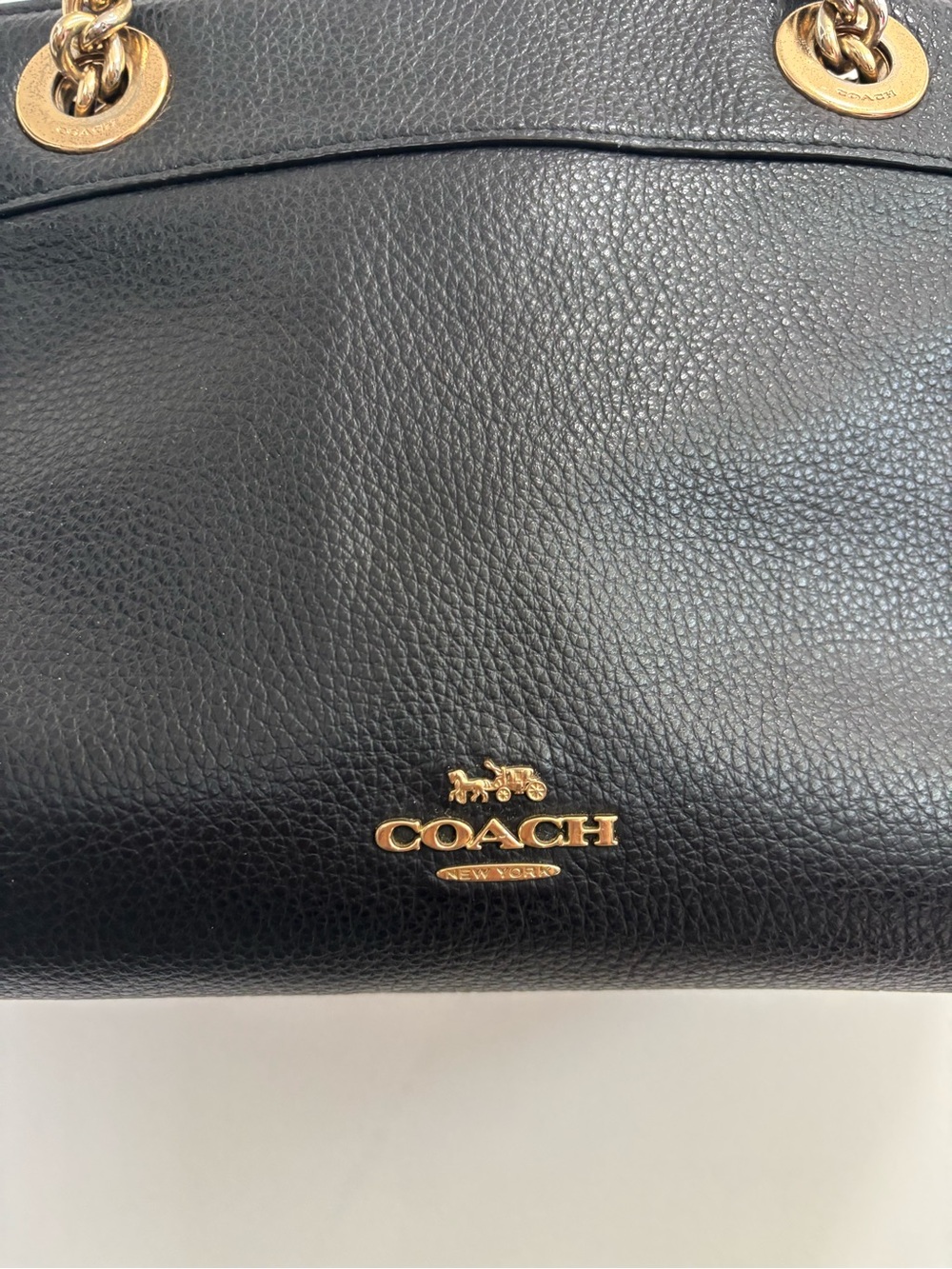 Coach Brooke Chain Carryall Black Pebble Leather (F37796) - Picture 2 of 16